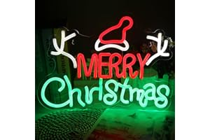 Dhqkqg Merry Christmas Neon Sign, Dimmable Christmas Neon Light Sign, Merry Xmas LED Neon Lights with Switch, Green Red Letters Acrylic Neon Light for Wall Decor ChristMas Party Kids Room Pub Club