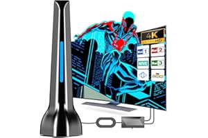 DGUPSP Antenna TV, 4K Antenna TV Interna Amplificata Potente con Amplificatore, DVB-T/DVB-T 2 Antenna TV Portatile Interno ed Esterno, Supporta VHF/UHF/FM per Fire TV ed Tutta la Vecchia TVs