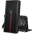 MAMA MOUTH Case for Honor Magic 5 Pro 5G, Magnetic Leather Wallet Card Slots Phone Case, Flip Silicone TPU Bumper Protective Cover with Kickstand, Shockproof Book Case for Honor Magic5 Pro Black