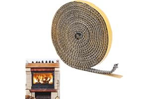 PEACEKING Junta de inserción para chimenea, 3 mm × 10 mm Junta de Poele a Madera Autoadhesiva, juntas de fibra de vidrio para estufa/chimenea/tubo poele/puerta de horno, resistente al calor 550 grados Celsius