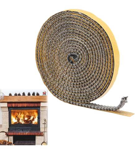 Guarnizione Autoadesiva Antifuoco In Fibra Di Vetro Per Forni E Camini | Resistente Fino A 500°C, Spessore 3mm, Larghezza 10mm, Lunghezza 3m