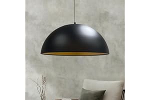 bamyum Suspension Luminaire en Metal de 50 cm, Plafonnier Vintage, Lustre Salon, Cuisine, Chambre, Salle à Manger, Couloir, Lampe Ronde E27, Suspension Luminaire, Éclairage Intérieur, Noir