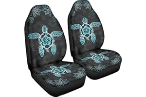 Poceacles Vordersitzbezug, Satteldecke, universelle Passform, Schildkröte, Hibiskus, Blumendruck, Schalensitzbezug, dekoratives Auto-Innenzubehör