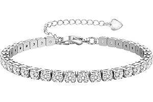 Adramata Bransoletka damska srebrna bransoletka tenisowa pozłacana 14 K diamentami cyrkoniami bransoletka 3/4/5 mm, prezent z pudełkiem