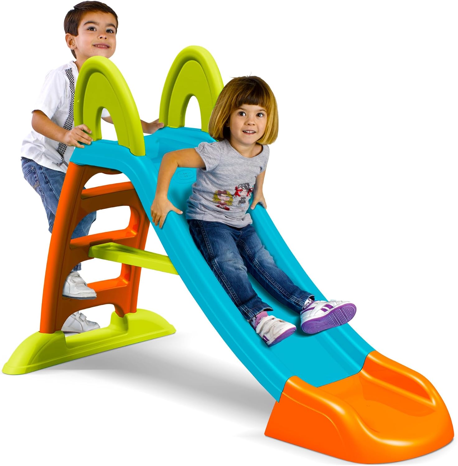 FEBER - Tobogán Slide Plus con Agua, con Hueco para la Poner la Manguera, Escaleras Antideslizantes, Resistencia y Fácil Montaje, para Niños Entre 2 y 7 Años, Famosa (FEL08000), Versión Actual