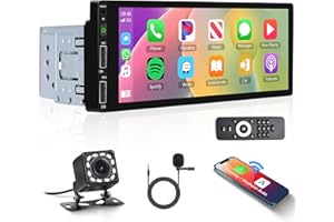 RIMOODY Bezprzewodowe radio samochodowe Carplay 1 DIN z systemem Android Auto Bluetooth zestaw głośnomówiący 6,86 cala ekran dotykowy radio samochodowe z Mirror Link Bluetooth FM/USB/AUX sterowanie kierownicą