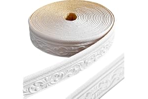 LPZMPZ Bordüre Selbstklebend Weiß, Wandbordüre 10m x 8cm x 4mm, Zierleisten, Wasserdicht 3D Tapetenbordüre für Flur, Decke, Ecke, Linie