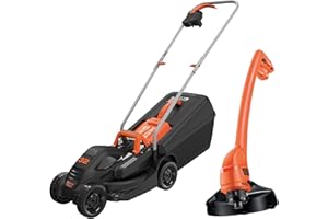 BLACK+DECKER Tondeuse Filaire 1000W et Coupe 250W, Tondeuse à Gazon 32 cm avec 3 Hauteurs de Coupe-Bordures 23 cm avec Déroulement du Fil Automatique, BEMW351GL2-QS