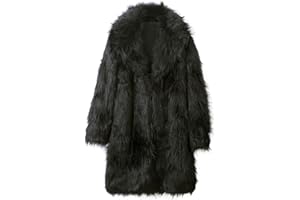 Caxndycing Cappotto lungo da uomo in pelliccia sintetica giacca invernale in peluche cappotto caldo giacca di pelliccia a maniche lunghe risvolto pelliccia giacca cardigan lungo trench cappotto