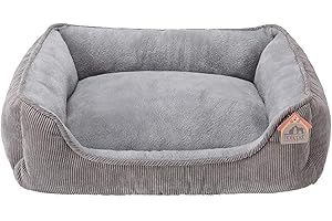 Hollypet łóżko dla kota legowisko dla kota małego psa kota pluszowe prostokątne gniazdo szczeniak śpiwór poduszka dla zwierząt domowych, czysta szara M