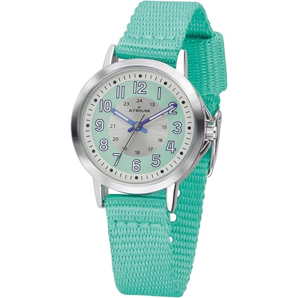 Atrium Kinderhorloge voor jongens, analoog, kwarts, extra duidelijk met nylon band, textielband, zilverkleurig, staalgrijs, A46-10, grijs, Klassiek