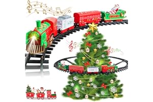 Set de Tren navideño Colgante - Tren de Juguete VATOS con luz y Sonido para niños, de Juguete navideño para Colocar Alrededor y Debajo del árbol, decoración navideña de Interior para la Familia