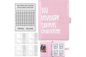 UNISOPH Classeur de défi de 100 enveloppes, 100 enveloppes, classeur de trésorerie avec enveloppes de trésorerie, enveloppe d'économie, livre d'épargne pour l'école, la maison, le bureau (rose)