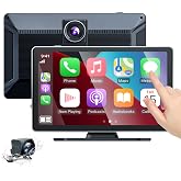 Wireless Car Stereo,9 Inch CarPlay Screen for Apple Car Play & Android Auto,Portable Touch Wireless Car Play Screen Mirror Li