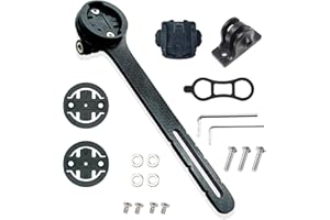 Wenbones Fahrradcomputer Halterung aus Kohlefaser, Fahrrad Halterung Verlängert,Fahrrad Halterung Kompatibel für Garmin, Bryton, Cateye, Halterungen für Actionkameras und Licht (Kohlefaser, Schwarz)