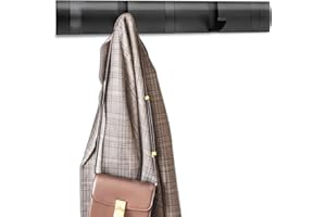 Kssvzz Perchero Pared con 5 Ganchos Extraíbles, Colgador de Pared Moderno, Percha Pared de Aluminio, Gancho Adhesivo Pared para Colgar Ropa Bufanda, Negro