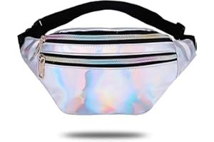 FLZONHUT Marsupio Glitterato,Marsupio Olografico con Doppia Cerniera,Impermeabile Regolabile Moda,Lucidi per Donne Ragazze,Viaggi,Feste,Sport,Corsa,Escursionismo