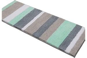 Pauwer Tapis de Bain en Microfibre Tapis de Bain Absorbant antidérapant Tapis de Bain Extra Long et Doux Tapis de Bain Lavable en Machine(45X120cm,Vert/Gris)