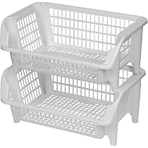 Nuovo Impilabile Cestello Portaoggetti In Plastica, Colore: Creme, Grigio, Lunghezza 36 Cm X Profondità 30 Cm X Altezza 17,5 Cm (nero, 1 Rastrelliera