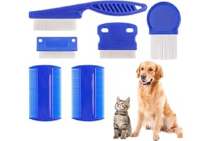 LAM-LORD Flea Comb for Cat Dog, 6Pcs Flea Lice Tear Stain Remover Pet Combs Fine Tooth ​Grooming Comb for Pets Float Hair Tear Marks Tick Removal Tool
