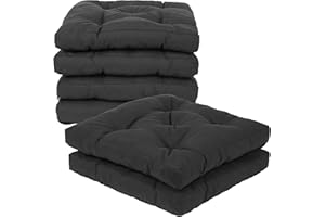 VISTE TU HOGAR Pack 6 Coussins de Chaise, 45x45x5 CM, Effet tridimensionnel, 100% Polyester, idéal pour Salle à Manger, terrasse, Salon et Restaurant, Couleur Noir, fabriqué en Espagne