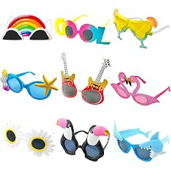 6 Lunettes De Fête Drôles Tropicales - Hawaï, Noël, Soirée Déguisée - Accessoire Photo Fun