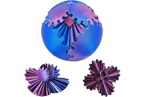 RYFPDML 3D Printed Gear Ball Spin Ball, 3D Printed Ball Spin Ball or Cube Fidget Toy Funny Sensory Toy Stress Relief 3D Printed Gear Ball Gear Sphere Puzzle Cube Fidget Toy Bracelet (01) (Purple)
