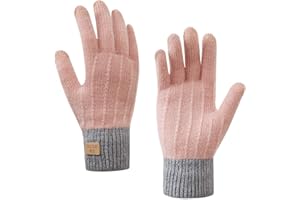 Adicloz Gants Femme Hiver Chauffants, Gants Tactiles Chaud de Sport Running d'Extérieur Vélo, Gants Tricotés Gants Thermique, Gants Thermo Hands pour Conduite Cyclisme