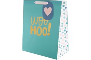 Hallmark Woo Hoo' - Bolsa de regalo para múltiples ocasiones (tamaño grande), diseño de Woo Hoo, color blanco y negro