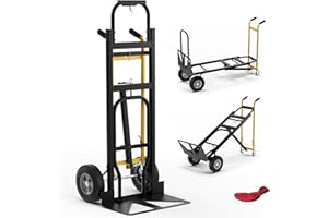 COSTWAY Diable Pliant en Métal 3 en 1 avec 4 Roues en Caoutchouc, Chariot de Transport Industriel Robuste Capacité 450 Kg, Diable Convertible pour Déménagement Entrepôt Maison, Noir+Jaune