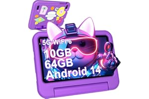 ‎DEERTIME 2025 Neueste Android Kinder Tablet 7 Zoll, 10GB(4+6) RAM+64GB ROM/TF 1TB, WLAN 6, 5G+2.4G WLAN, 8-Core 1.8 GHz, 1024*600, 3500mAh, Type-C, Bluetooth 5.0, Kids Tablet Mit EVA-Hülle - Violett