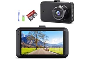 SSONTONG Car Dash Cam, Dashcam 1080P FHD Dash Cam Front Car Camera W/Free 32GB Card DVR Dash Camera 3" IPS Screen Dashboard Camera W/Super Night Vision WDR G-Sensor Loop Recording 170°Angle Parking Monitor