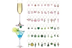 GETRICH Set med 60 runda charmar i legering för vinglas, 30 mm - För vinglas - Vinglasmärken för glasögon, fester, örhängen