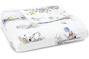 aden + anais Baby Blanket - Winnie The Pooh, Pack of 1 | Disney Baby | Large Breathable 100% Cotton Muslin Bedding | Cot Blankets For Newborns & Infant Boys & Girls | Shower or Xmas Gifts