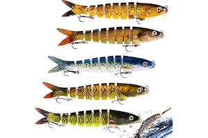 LEKEFETO Wobbler-fiskedrag – Set med 5 st fiskedrag med 2 borrkrokar och förvaringslåda – Fiskedrag för sötvatten och havsvat