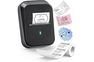ETIKEZ PM260 Label Maker Machine with Tape, 2 Inch Bluetooth Thermal Label Printer, Inkless Portable Sticker Printer with Multiple Templates for Office, School, Black, 1 Pack