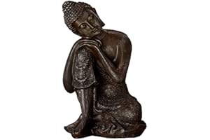 Statue Bouddha Thai Penseur – Décoration Zen et Feng Shui – Objet Porte Bonheur – Idée Cadeau Zen – Décoration Bureau, Chambre, Salon… – Hauteur : 18cm – Couleur Bronze – Zen’Light