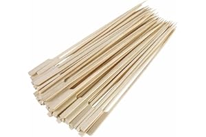 MVS Wholesale 200 x 12cm Biodegradable Bamboo Paddle Skewers Barbecue Bamboo Skewers Cocktail Sticks for Barbecues, Kebabs, Burgers, Cocktails, Buffets Party, Home and Kitchen., Yellow