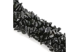 OUUBUUY 260pcs Natural Black Obsidian Crystal Beads Chips 5mm to 8mm Irregular Gemstone Beads with Holes DIY for Bracelet Necklace Earrings Jewellery Making Craft 32 inch