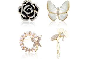 BSITSSS 4 Pezzi Fiore Vintage Spilla Donna Elegante, Farfalla Gioiello per Vestiti, Decorazione Strass per Cappelli, Zaini, Giacche