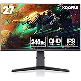 KOORUI Gaming Monitor 27 Pollici - Schermo WQHD PC, 240Hz, 1ms, Adaptive Sync, Gsync Compatibilità (2560x1440, HDMI, DisplayP