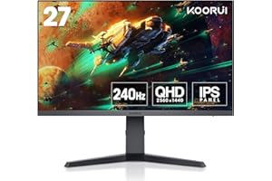 KOORUI Gaming Monitor 27 Pollici - Schermo WQHD PC, 240Hz, 1ms, Adaptive Sync, Gsync Compatibilità (2560x1440, HDMI, DisplayPort, HDR 400), Nero