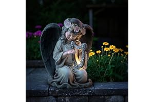 TUZSOCR Statua LED da giardino a forma di angelo custode, resistente alle intemperie, decorazione per cimitero e esterni, brand prodotto ideale per cortili e terrazze