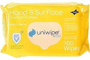 Uniwipe Clinical Sanitising Wipes, 22 cm -16.5 cm, Pack of 100