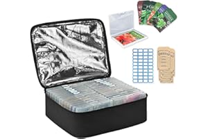 Boczif Boîte de Rangement de graines à 26 emplacements avec Sac Isotherme, enveloppes et étiquettes Autocollantes, récipient de graines de Jardin pour Paquets de semences, Plantes, Fleurs, graines de