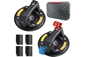 JUYLTOOL 2er-Set Akku Saugheber Glassauger mit 4 x Akku,Max.200KG,Elektrischer Saugheber Fliesenheber Glasheber mit Automatischer NachsaugungDigitalanzeige,Elektrische Vakuumheber für Fliesen,Glas