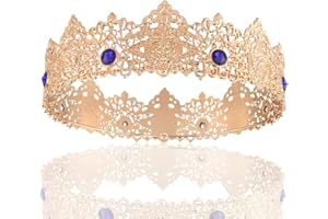 LEEMASING King Men Tiara Krone Imperial Mittelalter Stirnband Kristall Festzug für Hochzeit Halloween Messe Kostüm Geburtstag