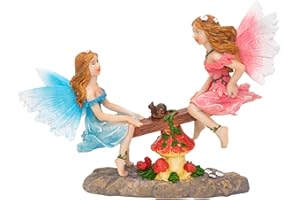 GLOBRITE Pelle & Sol Fairies on Seesaw Ornament - Outdoor Garden Fairy Decoration Home Gift Accesories