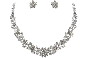 EVER FAITH-Gioielli Set orecchini e collana di Grappolo di Fiore Foglia Nozze Parure con Cristallo Austriaco