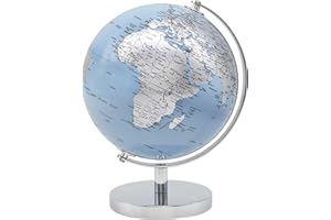 The Leonardo Collection Globe bleu et argent 15 cm pour la maison et le bureau | Carte du monde pour enfants et adultes | Globes de la terre pour la connaissance et la décoration | Carte du monde